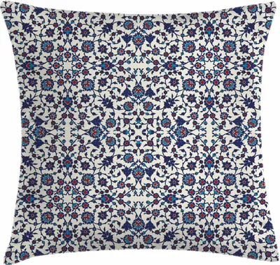 Produktbild von ABAKUHAUS Orient Kissenbezug, Marokkanisches Blumenmuster mit viktorianischem Rokoko barockem Design, 60 x 60 cm, Vermilion Indigo