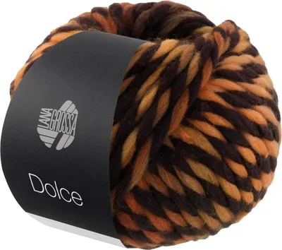 Produktbild von Lana Grossa DOLCE 100 g Dickes, locker verzwirnt Merino-Dochtgarn mit Mouliné-Effekt 50 m Farbe 002 - Schwarzbraun/Khaki/Gelb/Zimt