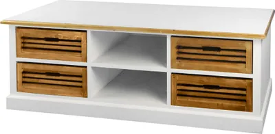 Produktbild von Lowboard weiß 150x43 cm Paulowniaholz TV-Board PARIS II