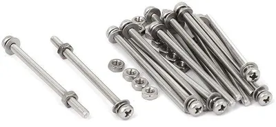 Image de Vis cruciformes en acier inoxydable M3 x 50 mm avec tiges filetées et rondelles - 15 jeux