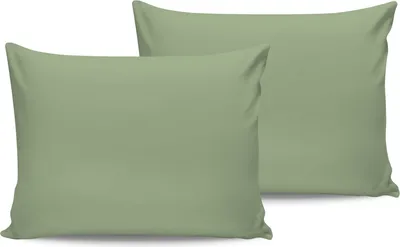 Produktbild von L'Essentiel Linge de Maison, Light Green, Hellgrün, Kissenbezug-Set (2 Stück), 100 % BAUMWOLLE RANFORCE, 50 x 70 cm