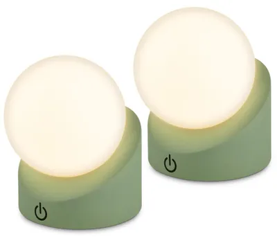 Immagine prodotto di Set di 2, Dimmerabile a Passi, Lampada da Comodino, Decorativa, Batteria Intercambiabile, 150lm, 2700K, IP54, 10x8x9cm