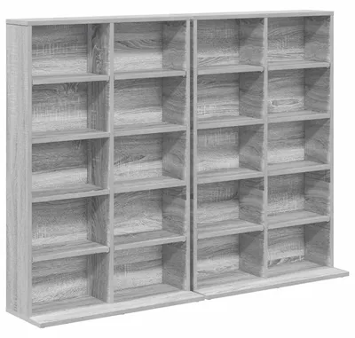 Image de vidaXL Étagère CD, 2 pièces, Sonoma gris, 65 x 23,5 x 97,5 cm, panneau de particules
