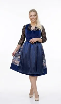Produktbild von 2-teiliges Trachtenkleid (Kleid + Schürze) in Nachtblau/Blau+Beige Mix