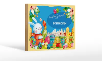 Produktbild von Holzschild Ostern Ostergrüße 18x12 cm SONTHOFEN Geschenk Dekoration