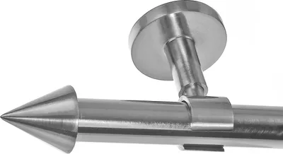 Produktbild von Edelstahl Look Gardinenstange 20mm Deckenträger 1-läufig Spitze, Länge wählbar D31 E31 R