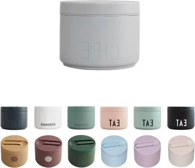 Image de Boîte à lunch isotherme pratique pour bébés, enfants et adultes - Idéale pour les déplacements et le camping - Pot de yaourt avec fourchette et cuillère - 330 ml