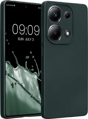 Produktbild von kwmobile Handyhülle kompatibel mit Xiaomi Poco M6 Pro (4G) Hülle - weiche Silikon Case metallisch schimmernd in Metallic Petrol