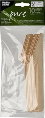 Produktbild von PAPSTAR Holzmesser "pure" 16,5 cm, umweltfreundlich und stabil | Beutel (10 Stück)