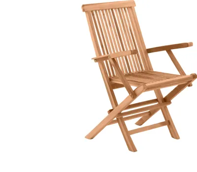 A wooden folding garden chair.