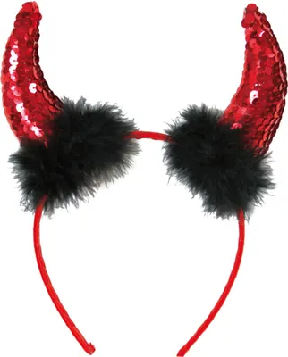 Produktbild von Haarreif Teufelshörner mit Pailletten Rot Halloween Karneval Fasching Party