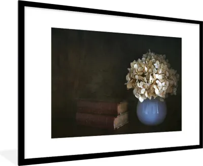 Produktbild von MuchoWow® MuchoWow® Gerahmtes Poster Hortensie - Stilleben - Blumen 90x60 cm - Poster mit zchwarzem Bilderrahmen - Wanddekoration - Fotos