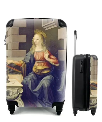 Produktbild von MuchoWow® Koffer Handgepäck Trolley Rollkoffer Kleine Reisekoffer mit 4 Rollen - Die Verkündigung - Leonardo da Vinci - Cabin Size < 55x40x23 cm & 55x40x20 cm - Fotokoffer - Kabinenkoffer - Boardgepäck - Reise-Box - Reisekoffer - Reisegepäck - Koffer mit Bild - Trolley für Kinder
