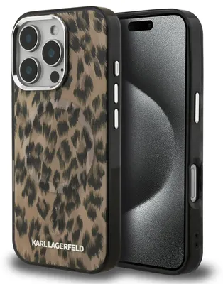 Obrázok produktu pre Karl Lagerfeld IML MagSafe s leopardím vzorom Apple iPhone 16 Pro Max hnedý