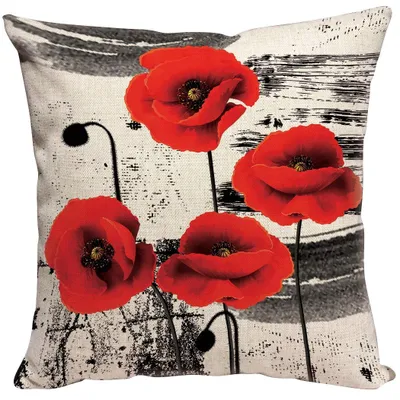 Kissenbezug 45x45 cm, rot, Blumenmuster, 1 Stück