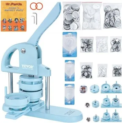 Immagine prodotto di VEVOR bottoniera macchina per bottoni, 25/32/58 mm 3-in-1 pin maker, 300 pezzi di bottoni, macchina per bottoni con libro magico panda, set di punzonatura con manico ad arco, per regali fai da te per bambini