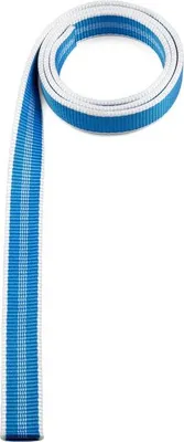 Blau-weiße Tubular Tape von Ocun; geeignet für Klettern; in einer geschlungenen Form.