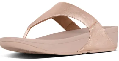 Productafbeelding van Fitflop dames slippers, model Lulu, met leren bandjes en open neus. Comfortabel, gemaakt met Natu