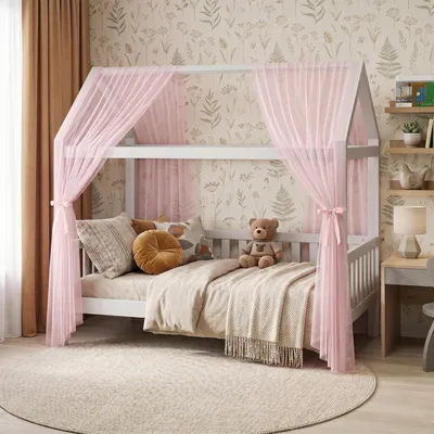 Image de Drap housse, dimensions 67 x 270 cm, lot de 2, couleur rose, en mousseline, pour lit de bébé