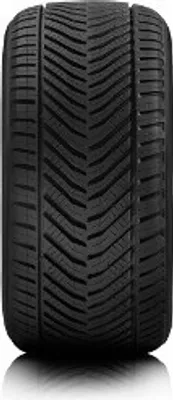 A close-up, top-down view of a car tire.