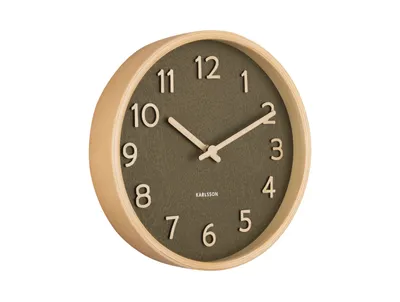 Produktbild von Karlsson - Wanduhr Pure Wood - Moosgrün - Ø22cm