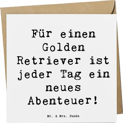 Produktbild von Mr. & Mrs. Panda doppelkarte Spruch Golden Retriever Abenteuer - Weiß - Geschenk, Glückwunschkarte, Explorieren, liebevoller Hund, Hunderassen Charakter, faltkarte