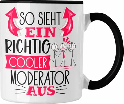Produktbild von Trendation - Moderator Tasse Geschenk So Sieht Ein RIchtig Cooler Moderator Aus Geschenkidee Lustiger Spruch Geburtstag Becher Kaffeetasse (Schwarz)