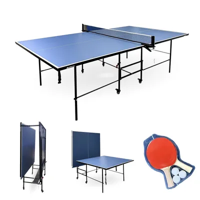 Obrázok produktu pre Stôl na stolný tenis | Skladací | Profesionálny dizajn | 360º kolieska | Sieťka, pálky a loptičky | Tokio | Modrá | Mobiclinic