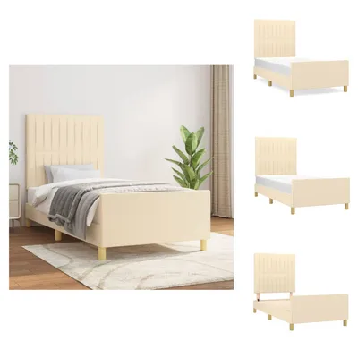 Immagine prodotto di vidaXL Struttura letto con testiera in tessuto crema 90x190 cm - Letti e strutture letto
