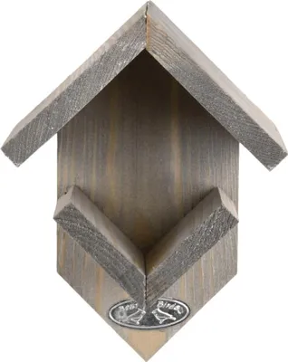 Produktbild von Vogelhaus für Erdnussbuttergläser aus Holz in grau, zum Aufhängen, 19,1 cm hoch