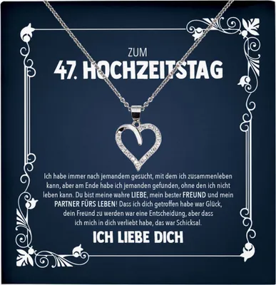 Produktbild von 22Feels Ehefrau 47. Hochzeitstag Geschenk Ich Liebe Dich Frauen Herz Halskette Damen Collier mit 23 Zirkonia Steinen (Damen Silber 925/000 Schmuck)