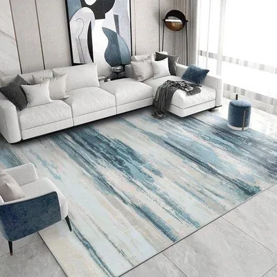 Produktbild von Moderner Teppich im abstrakten Design, 160 x 200 cm - Weich und rutschfest, geeignet für Wohnzimmer, Schlafzimmer und Büro