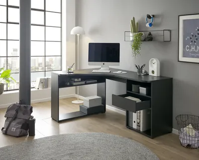 Produktbild von Schreibtisch >BC 3155< in Schwarz aus Holzwerkstoff E1 - 150x74x55cm (BxHxT)