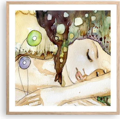 Produktbild von Gerahmtes Poster - Rahmen in heller Eiche - Frau modern - 60x60 cm - Wand Bild - Wanddeko - Wandbilder - Kunstposter - Wandposter - Bilderrahmen - Bilder - Kunstdruck - Wandbild - P2NAC60x60-3553