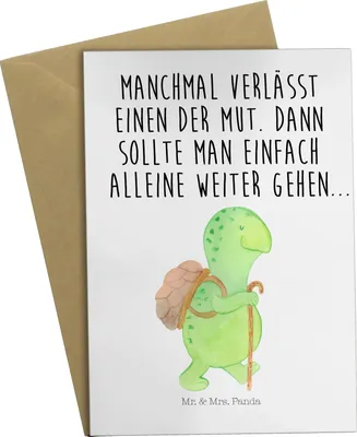 Produktbild von Mr. & Mrs. Panda Grußkarte Schildkröte Wanderer - Weiß - Geschenk, hochzeitskarten, Rucksack, glückwunschkarten, Grußkarten, Motivationssprüche, Motivationsspruch