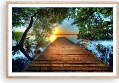 Produktbild von Gerahmtes Poster - Rahmen in heller Eiche - Brücke See - 91,5x61 cm - Wand Bild - Wanddeko - Wandbilder - Kunstposter - Wandposter - Bilderrahmen - Bilder - Kunstdruck - Wandbild - P2NAA91x61-3528