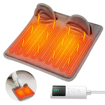 Produktbild von Elektrischer Fußwärmer mit LCD-Anzeige, Fußheizkissen 40×39,5 cm, 9 Temperaturstufen, ideal für Büro, Zuhause & unter dem Schreibtisch