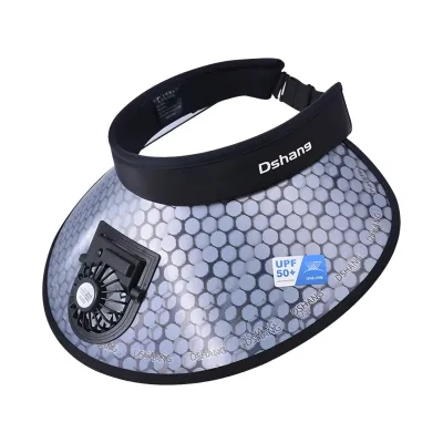 Produktbild von Sommerhut für Damen mit 3-Gang-Einstellung, Ventilator, leere Oberseite, USB-Aufladung, UV-Schutz, breite Krempe, Sonnenschutz, verstellbare Reise-Sonnenkappe, Gartenhut, Schwarz, Einheitsgröße