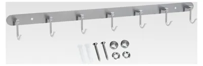Produktbild von Edelstahl Garderobenleiste - 7 Haken - 54 x 5,5 cm - Kleiderhaken in 5 verschiedenen Designs