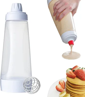 Imagen del producto de Dispensador de masa con esfera de silicona para mezclar, de 300 ml, ideal para crepes y gofres