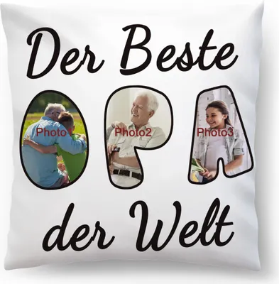 Obrázek produktu pro Personalizovaný FOTODÁREK (45 x 45 cm), fotopolštář s fotografií a textem, Den babiček, Valentýn (s výplní), Nejlepší dědeček [091]
