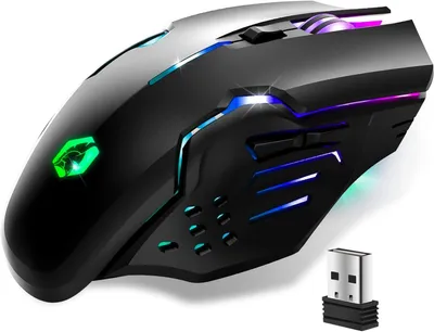 Obrázek produktu pro Bezdrátová herní myš - ergonomická myš - pro hraní na PC - RGB podsvícení - 4800 DPI - černá