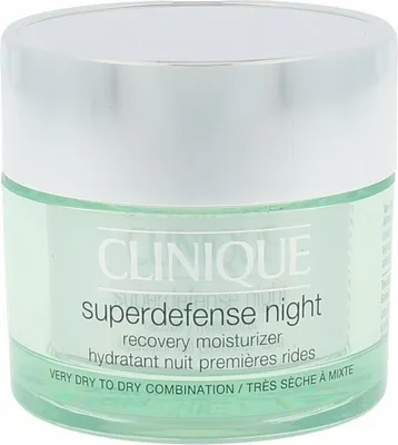 Zdjęcie produktu dla Clinique Superdefense Night Recovery, Kobiety, 50 ml, Krem, Skóra mieszana, Skóra sucha, Bardzo sucha skóra, Noc, Nawilżający, Świecący, Wygładzający, Zmiękczający