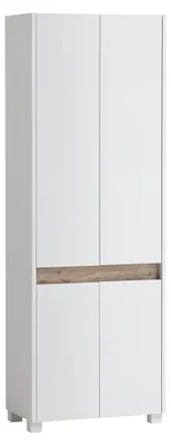 Schuhschrank 4-türig, weiß, 56,9x33x164,5 cm, 7 Ablagen
