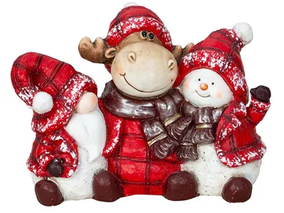 Produktbild von Mel-O-Design 2940 Winterfiguren Trio Schlafmützenwichtel, Elch & Schneemann mit Mützel