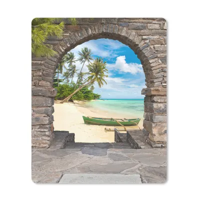 Produktbild von MuchoWow® Mauspad Mousepad Strand - Palme - Blick - Meer - Kanu 30x40 cm - Mousepads - Maus Mat - Pad - Mausunterlage - Mausmatten