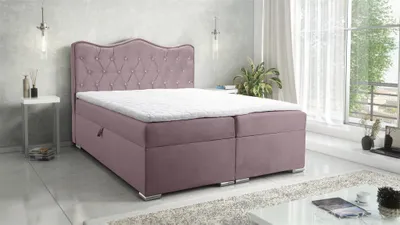 Produktbild von Boxspringbett Schlafzimmerbett SULTAN New in Stoff Velvet X Altrosa 140x200cm