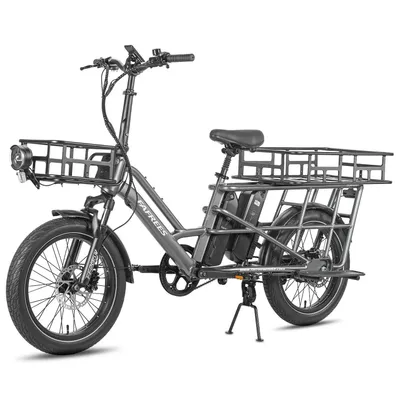 Zdjęcie produktu dla 20-calowy rower elektryczny z fotelikiem dziecięcym przedni kosz bagażnik longtail cargo rower elektryczny 24AH 200kg ładowności CUV miejskie rowery elektryczne i rowery elektryczne szare