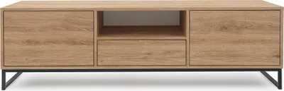 Produktbild von BETTSO RTV-Schrank in Eiche mit Schublade GENUA auf schwarzem Rahmen