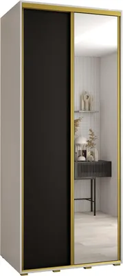 Produktbild von MEBLE KRYSPOL Davos 3 Schrank, zwei Türen - 235,2x100x60 cm - Weiß Schwarz Gold